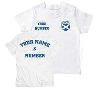 lepni.me Kids Personalised Football Jersey Scotland | Your Name and Number | Scottish Flag Badge |Custom T-Shirt | Football Championship (1-2 Years White Multi Color)