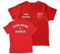 lepni.me Kids Personalised Football Jersey Turkey | Your Name and Number | Turkish Flag Badge | Custom T-Shirt | Football Championship (1-2 Years Red Multi Color)