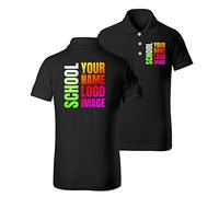 lepni.me Kids Personalised Polo Shirt with Custom Photo, Logo, Text or Plain Polo Shirt with Classic Buttons School Uniform Top for Boys, Girls Without Print (7-8 Years Black Multi Color)