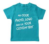 lepni.me Kids T-Shirt Make Your Own Personalised Design with Favorite Photo or Custom Text (7-8 Years Light Blue Multi Color)