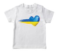 lepni.me Kids T-Shirt Ukraine Flag Shirt Ukrainian Heart Symbol Ukrainian Clothing (12-13 Years White Multi Color)