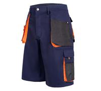 lepni.me Mens Cargo Work Shorts with Pockets | Breathable and Comfortable Multi Pocket Workwear | Summer Safety Pants for Painters Builders Gardeners (M Navy Blue Without Print)