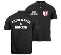 lepni.me Mens England Football Polo Shirt with Your Name and Number | English Flag Badge Personalised Jersey Custom Top | World Cup 2022 Championship (M Black Multi Color)