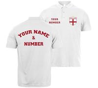 lepni.me Mens England Football Polo Shirt with Your Name and Number | English Flag Badge Personalised Jersey Custom Top | World Cup 2022 Championship (XXL White Multi Color)