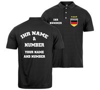 lepni.me Mens Germany Football Polo Shirt with Your Name and Number | German Flag Badge Personalised Jersey Custom Top Championship (M Black Multi Color)