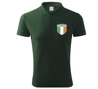 lepni.me Mens Ireland Football Golf or Rugby Polo Shirt with Your Custom Name Number | Irish Flag Badge Personalised Top | Championship 2024 (XXL Dark Green Without Print)