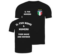 lepni.me Mens Personalised Football Jersey Italy | Your Name and Number | Italian Flag Badge | Custom T-Shirt | Football Championship (5XL Black Multi Color)