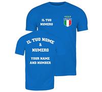 lepni.me Mens Personalised Football Jersey Italy | Your Name and Number | Italian Flag Badge | Custom T-Shirt | Football Championship (M Royal-Blue Multi Color)