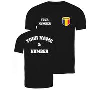 lepni.me Mens Personalised Football Jersey Romania | Your Name and Number | Romanian Flag Badge | Custom T-Shirt | Football Championship 2024 (L Black Multi Color)