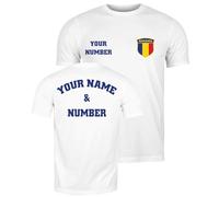 lepni.me Mens Personalised Football Jersey Romania | Your Name and Number | Romanian Flag Badge | Custom T-Shirt | Football Championship 2024 (S White Multi Color)