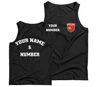 lepni.me Mens Personalised Football Tank top Portugal | Name and Number | Portuguese Flag Badge | Custom Top | Football Championship 2024 (XL Black Multi Color)