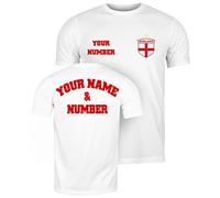 lepni.me Mens Personalised T-Shirt England Football Jersey with Your Name and Number | English Flag Badge | Football Championship (S White Multi Color)