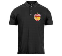lepni.me Mens Spain Football Polo Shirt with Your Name and Number | Spanish Flag Badge Personalised Jersey Custom Top | Championship (3XL Black Without Print)
