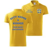 lepni.me Mens Sweden Football Polo Shirt with Your Name and Number | Swedish Flag Badge Personalised Jersey Custom Top Championship (L Yellow Multi Color)