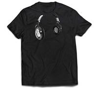 lepni.me Mens T-Shirt DJ Gift for Music Lovers Retro Music Electronics Headphone Print (4XL Black Multi Color)