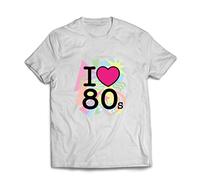 lepni.me Men's T-Shirt I Love 80s Old School Band Concert Clothing Music (Medium White Multi Color)