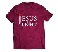 lepni.me Mens T-Shirt Jesus Christ is the Light, God's Love - Easter - Resurrection - Nativity- Religious Christian Gifts (M Burgundy Multi Color)