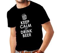 lepni.me Mens T-Shirt Keep Calm and Drink Beer Alcohol Quotes Funny Wear (XL Black White)