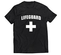 lepni.me Mens T-Shirt Lifeguard White or Red Cross Lifeguarding Uniform Costume (5XL Black Multi Color)