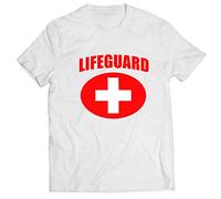 lepni.me Mens T-Shirt Lifeguard White or Red Cross Lifeguarding Uniform Costume (S White Multi Color)