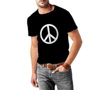 lepni.me Mens T-Shirt Peace Love Hippie Sign 60s 70s Style, Hippy Symbol (XL Black White)