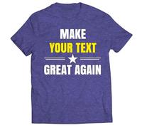 lepni.me Mens T-Shirt Personalised Make Great Again T-Shirt with Your Custom Text or Name | Design Your Own Customizable 2 Sided Front and Back Statement Shirt (L Heather Blue Multi Color)