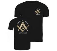 lepni.me Mens T-Shirt Personalised Masonic Gifts for Men | Custom Fraternal & Masonic Logo | Freemasonry Square and Compass Symbol (XL Black Multi Color)