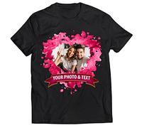 lepni.me Mens T-Shirt Personalised St. Valentines Day Shirt for Him or Her | Custom Gift with Romantic Photo | Birthday Wedding Anniversary Present for Couples (XL Black Multi Color)
