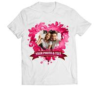 lepni.me Mens T-Shirt Personalised St. Valentines Day Shirt for Him or Her | Custom Gift with Romantic Photo | Birthday Wedding Anniversary Present for Couples (S White Multi Color)
