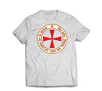 lepni.me Men's T-Shirt The Templar Code Christian Knight Order Crusader's Cross (X-Large, White Multi Color)