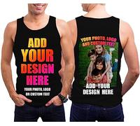 lepni.me Men's Tank Top Custom 2 Sides Front and Back Print Personalized Text or Design Your Own Image (XL Black Multi Color)