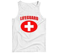 lepni.me Men's Tank Top Lifeguard White or Red Cross Lifeguarding Uniform Costume (S White Multi Color)
