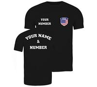lepni.me Mens USA Football T Shirt with Your Name and Number | American Flag Badge Personalised Jersey Custom Top | World Cup 2022 Fans (5XL Black Multi Color)