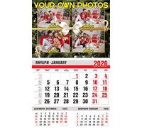 lepni.me Personalised Christmas Wall Calendar 2026 1 Month to View | Design with four Photos or Logo | Custom Calendars Gift for Holidays with Family, Freinds
