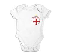 lepni.me Personalised Football Baby Bodysuit England with Your Name and Number for Boy Girl Newborn | English Flag Badge Championship (12-18 Months White Team Logo Only)