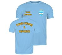 lepni.me Personalised Men's Argentina 2026 Football T-Shirt Short Sleeve | Custom Name and Number | Argentina Flag Design