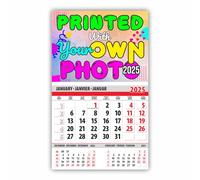 lepni.me Personalised Wall Calendar 2026 3 Months to View | Design Your Own Photos Logo Text | Custom Calendars for Family Office Wedding Pictures