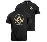 lepni.me Polo Shirts Personalised Masonic Gifts for Men | Custom Fraternal & Masonic Logo | Freemasonry Square and Compass Symbol (XL Black Multi Color)