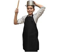 lepni.me Premium Kids Aprons for Cooking | Childrens Painting Apron | Aprons with Double Pocket for Toddler Boys or Girls | Baking Art Chef Outfit (Black; For Kids)