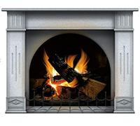 lepni.me Wall stickers Fireplace With Burning Log Fire Holiday Wall Decal Decoration Firewoods Flames Photorealistic Art Poster (Large Ivory)