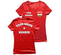 lepni.me Womens Personalised Football Jersey Kurdistan | Name and Number | Kurdish Flag Badge | Custom T-Shirt | Football Championship 2024 (M Red Multi Color)