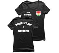 lepni.me Womens Personalised Football Jersey Kurdistan | Name and Number | Kurdish Flag Badge | Custom T-Shirt | Football Championship 2024 (M Black Multi Color)