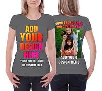 lepni.me Women's Personalised T-Shirt with Custom Photo, Logo, Text or Plain T-Shirt with Crew Neck Regular Fit Without Print (M Graphite Multi Color)