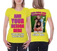 lepni.me Women's Personalised T-Shirt with Custom Photo, Logo, Text or Plain T-Shirt with Crew Neck Regular Fit Without Print (S Yellow Multi Color)