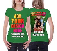 lepni.me Women's Personalised T-Shirt with Custom Photo, Logo, Text or Plain T-Shirt with Crew Neck Regular Fit Without Print (L Green Multi Color)