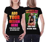 lepni.me Women's Personalised T-Shirt with Custom Photo, Logo, Text or Plain T-Shirt with Crew Neck Regular Fit Without Print (M Black Multi Color)