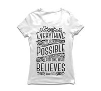 lepni.me Women's T-Shirt Jesus: Everything is Possible for One Who Believes (M White Multi Color)