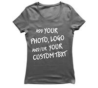 lepni.me Women's T-Shirt Make Your Own Personalised Design with Favorite Photo or Custom Text (XXL Graphite Multi Color)