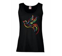 lepni.me Women's Tank Top Love Peace Hippie Sign Dove 60s 70s Woodstock Festival Symbol (M Black Multi Color)