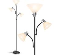 LEPOWER Floor Lamp, 9W LED Standing Lamp with 5W Adjustable Reading Lights, Modern Bright Floor Lamp with Replaceable 3000K Energy-Saving LED lights, Black Floor Lamps for Living Room, Bedroom, Office
